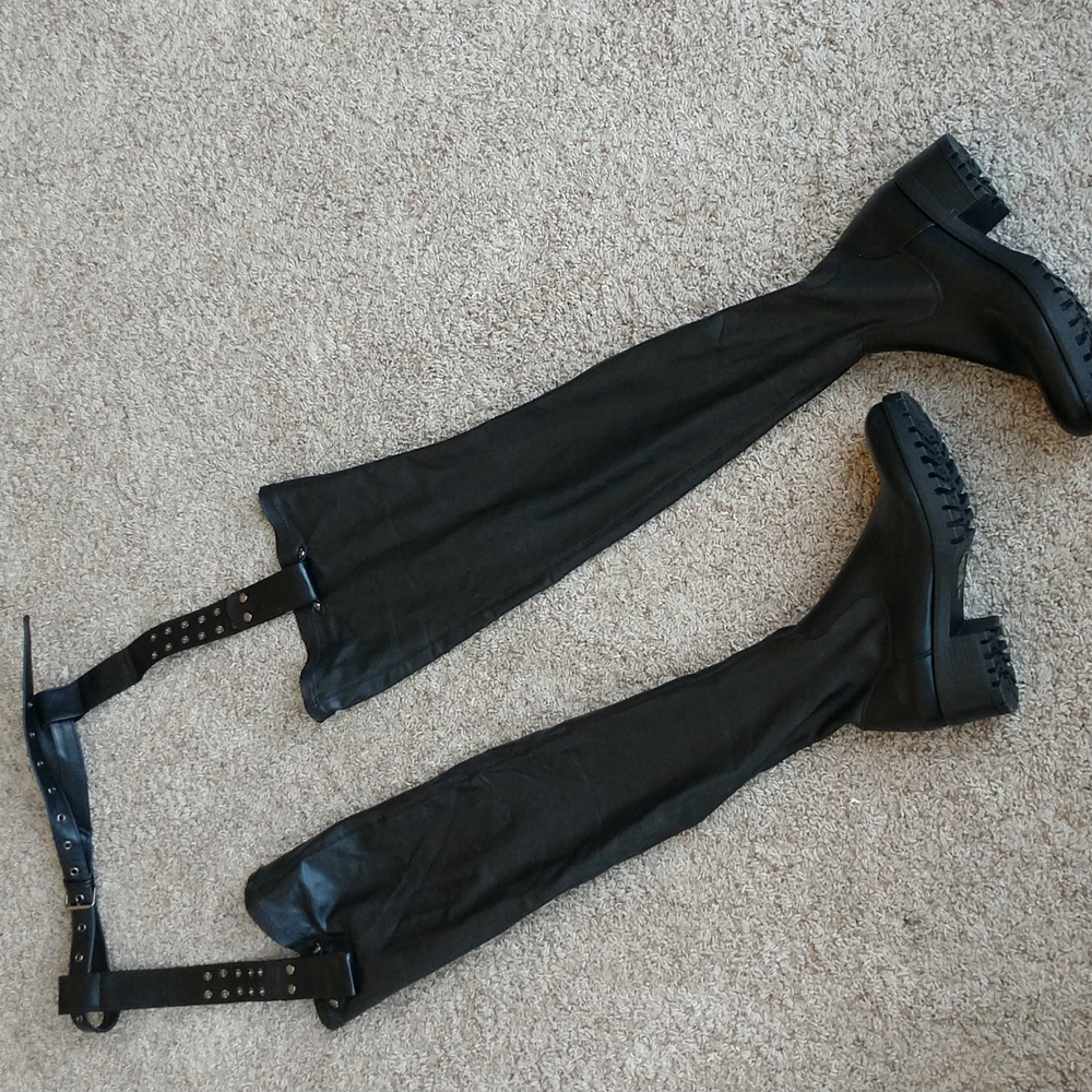 Azalea Wang Thigh High Belted Boots, size 9